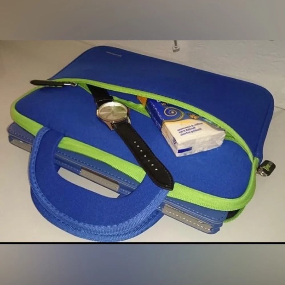8.9-10.1” Tablet iPad Sleeve Portable Neoprene Zipper Carry Case Bag Blue/Lime